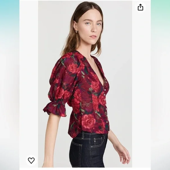 Free People Found You Printed Floral Top - Picture 4 of 9